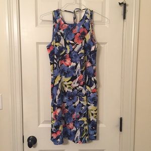 Tiered multicolored blue flowing dress